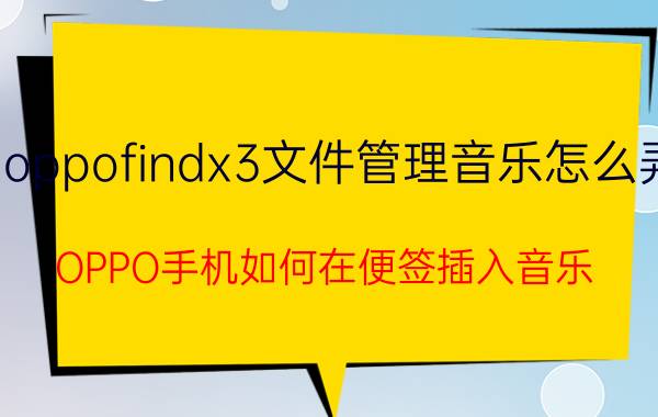 oppofindx3文件管理音乐怎么弄 OPPO手机如何在便签插入音乐？